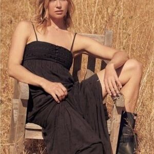 NWT Spiritual Gangster Black embroidered Maxi Dress. Adjustable straps sz S